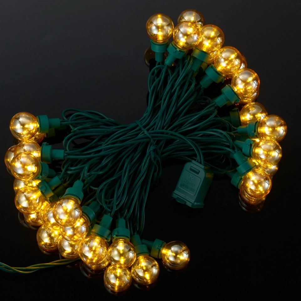 Custom 25/35/50CT G25 LED Globe String Lights with Green Wire - Versatile Patio Lights with Transparent Paint Finish (2)