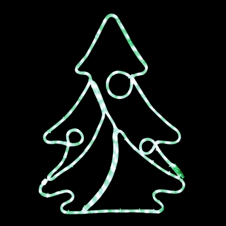 2D LED Green Christmas Tree Motif Rope Lights-Customizable Rope Light Silhouette for Festive Retail Ambiance from Established Manufacturer