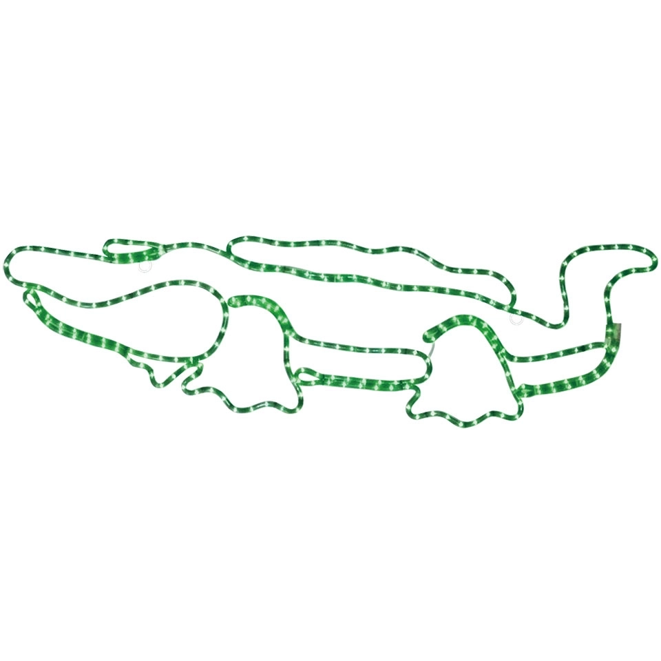 Customizable 48" Green Alligator Incandescent Rope Light Sculpture for Outdoor Decor from a Renowned Lighting Factory