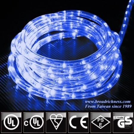 Blue LED Rope Light, 2-Wire, 1/2''(3/8''), 120 Volt