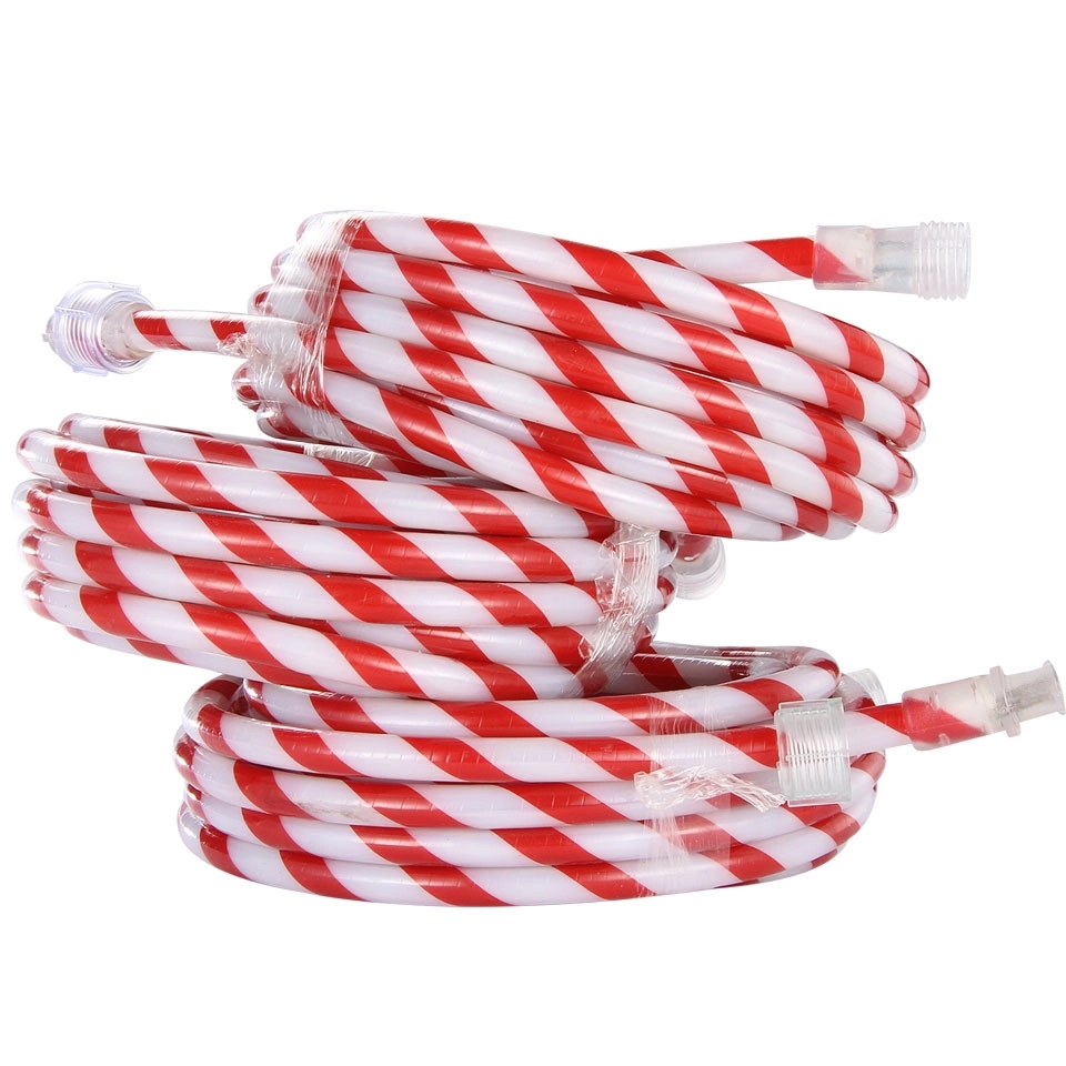 Candy Cane Red and White Rope Lights - Super Bright LED, Chasing Light Effect, Waterproof for Festive Outdoor Decor (2)
