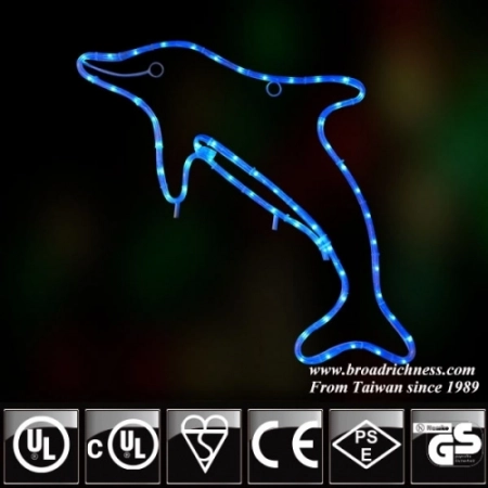 Dive into Brilliance with Our Life-Size Rope Light Dolphin Display