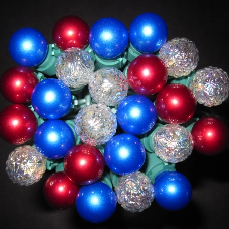 Custom G15 Multi-Color LED Christmas String Lights with Pearlized Berry Glass Bulbs - 35/50/70 Count from a Specialist Globe Light Factory