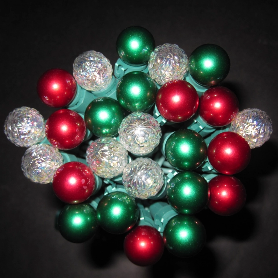 Custom G15 Multi-Color LED Christmas String Lights with Pearlized Berry Glass Bulbs - 35/50/70 Count from a Specialist Globe Light Factory (4)