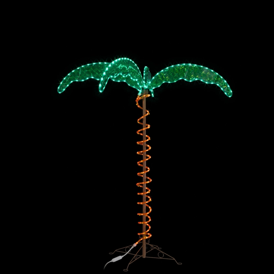 Custom Tropical Oasis: 4.5ft Tall Palm Tree Incandescent Rope Light Display - Tailored by Expert Manufacturing Plant (2) Custom Tropical Oasis: 4.5ft Tall Palm Tree Incandescent Rope Light Display - Tailored by Expert Manufacturing Plant (2)