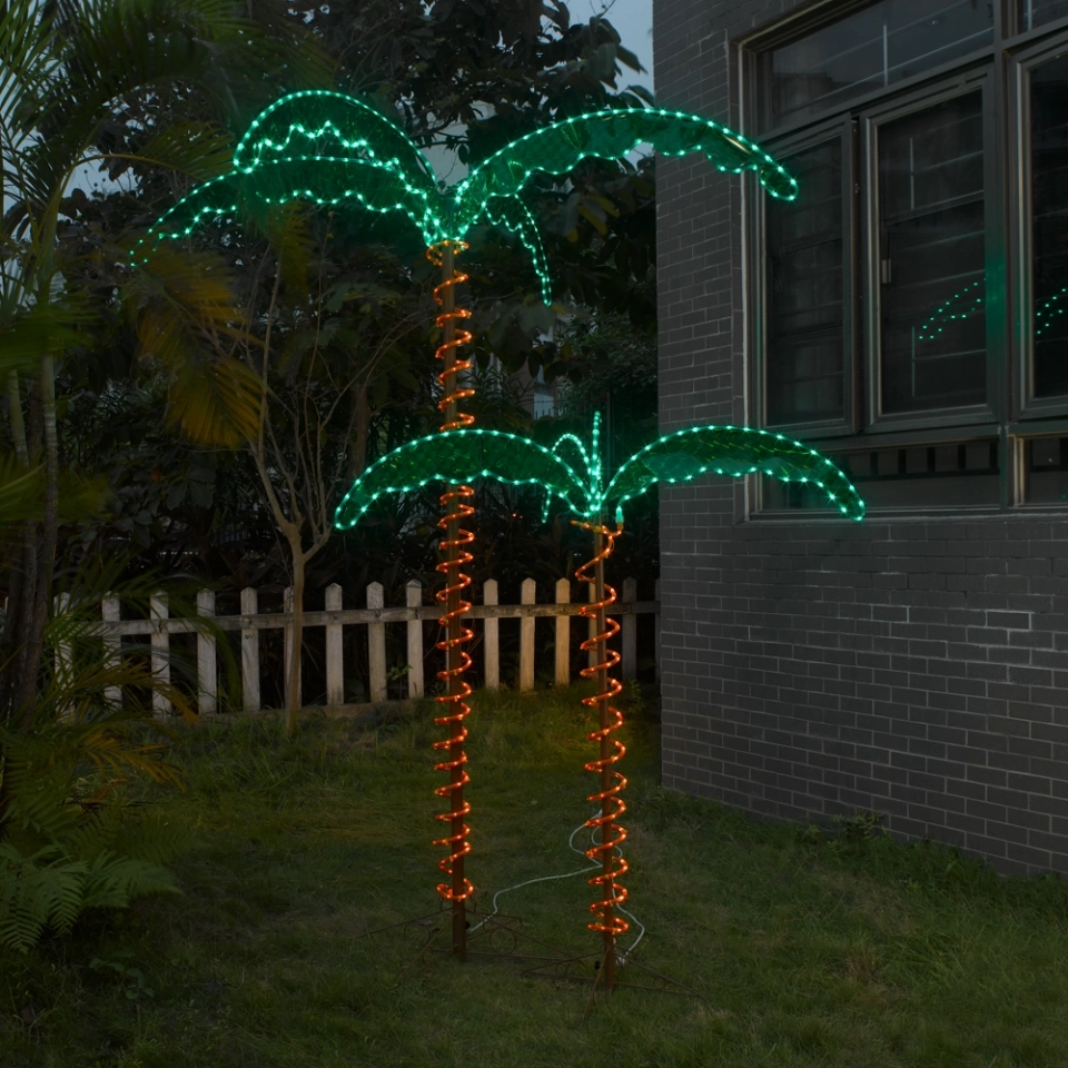 Custom Tropical Oasis: 4.5ft Tall Palm Tree Incandescent Rope Light Display - Tailored by Expert Manufacturing Plant (3)