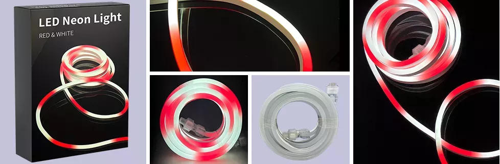 RED & WHITE LED NEON ROPE LIGHT KIT