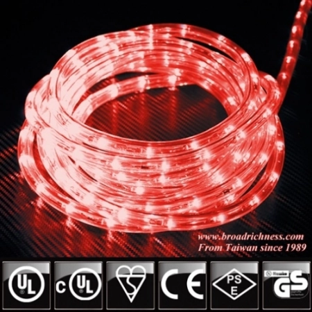 Red LED Rope Light, 2-Wire, 1/2''(3/8''), 120 Volt