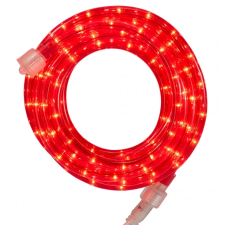 Red LED Rope Christmas Lights - Custom Length, 120V Outdoor Waterproof Rope Lighting for Festive Ambiance