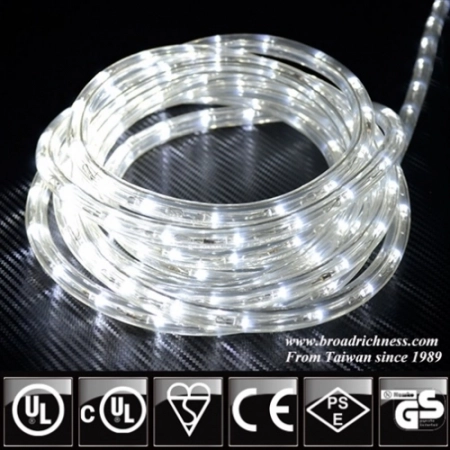 White LED Rope Light, 2-Wire, 1/2''(3/8''), 120 Volt